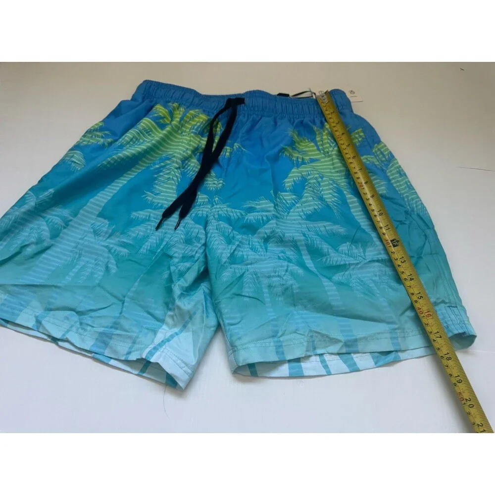 NWT Cozople Men’s Swim Trunks Blue Palm Tree Print Quick Dry Shorts Size M NWT